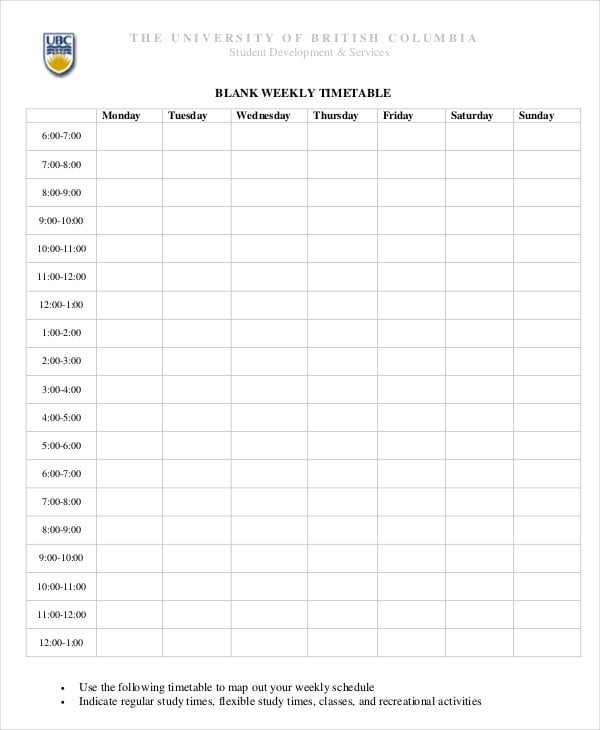 blank weekly schedule template1