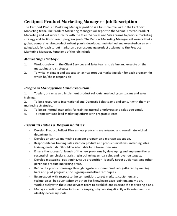 23+ Marketing Job Descriptions Free Sample, Example, Format