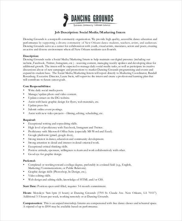 23+ Marketing Job Descriptions Free Sample, Example, Format