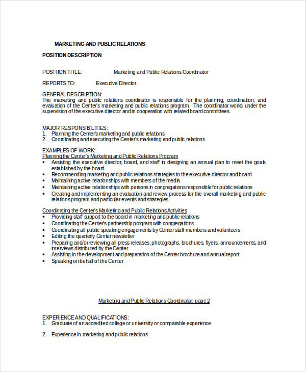 Public affairs administrator job description