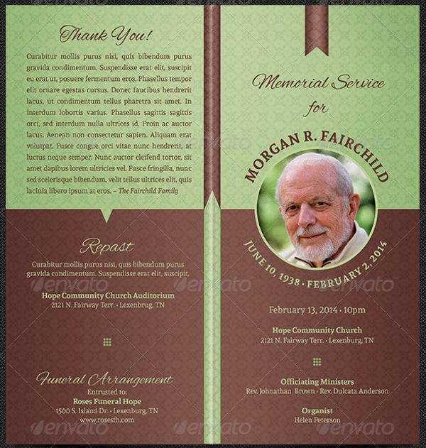 bi fold funeral program template