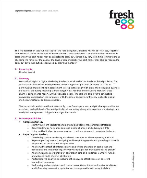 23+ Marketing Job Descriptions Free Sample, Example, Format