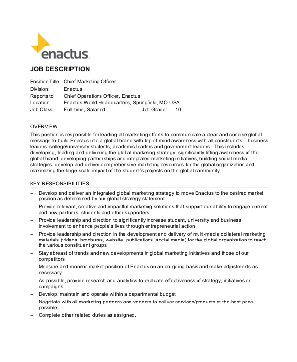23+ Marketing Job Descriptions Free Sample, Example, Format