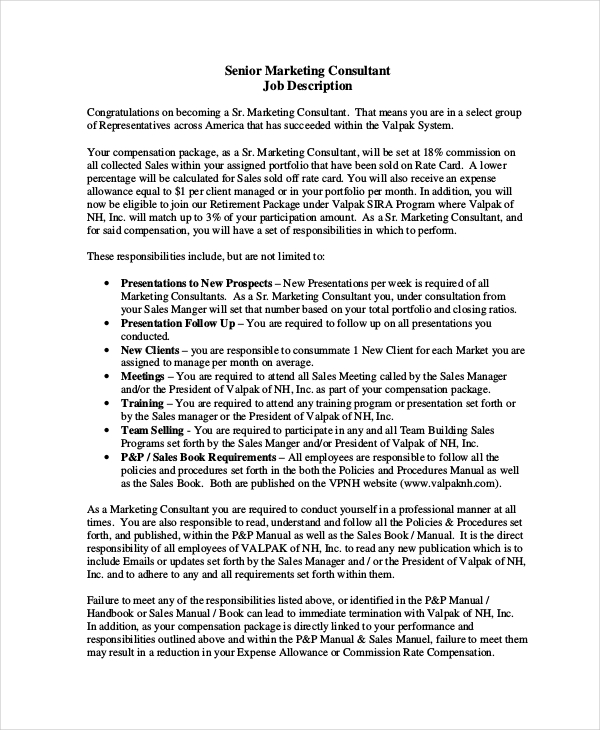 23+ Marketing Job Descriptions Free Sample, Example, Format