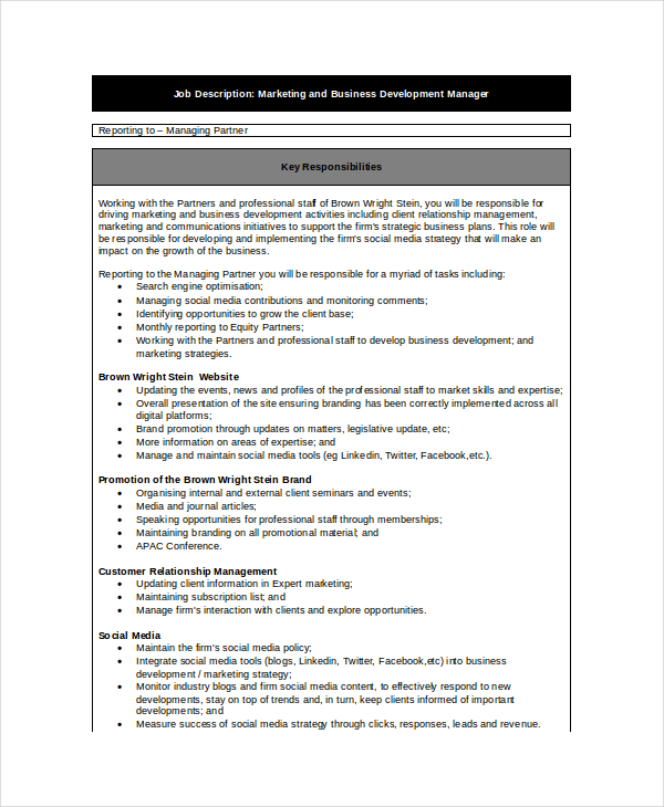 23+ Marketing Job Descriptions Free Sample, Example, Format