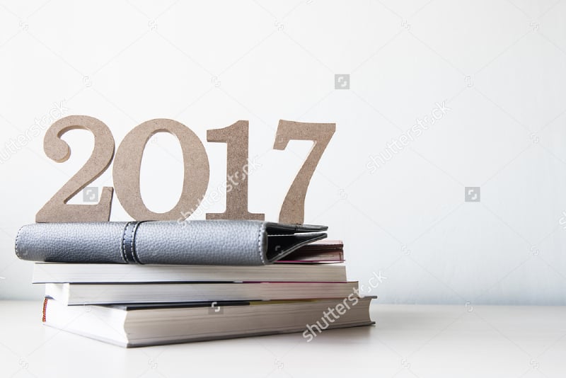 new year 2017 card on white background