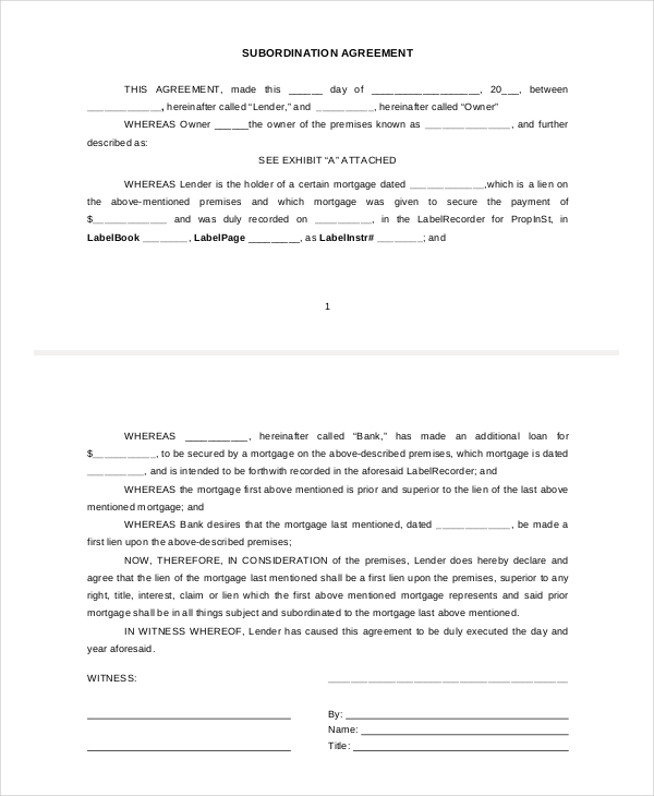 assignment and subordination of management agreement