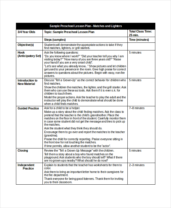 Preschool Lesson Plan Template 10 Free Word PDF PSD Documents Download