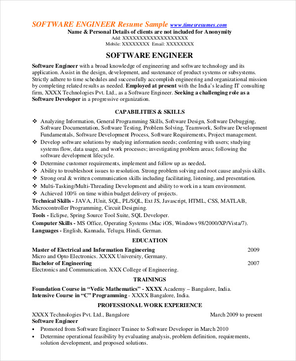 Firmware engineer resume sample