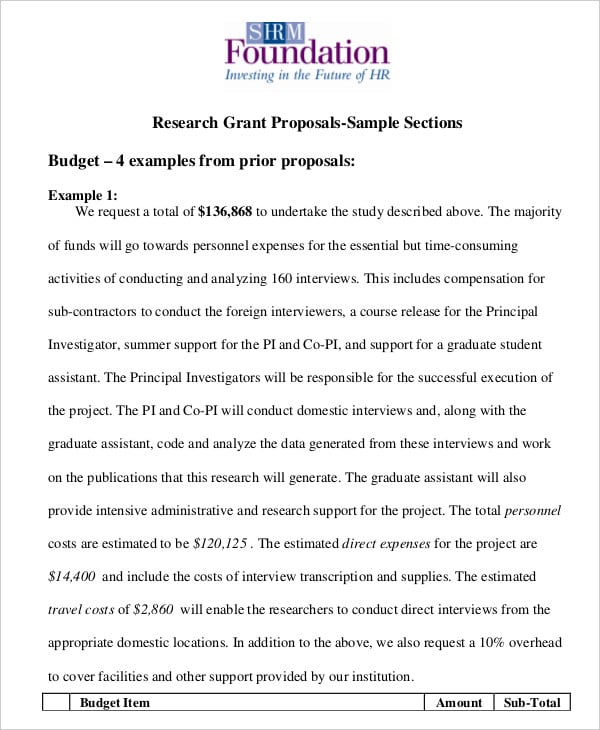 outline research grant proposal