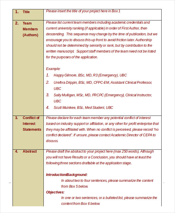 academic grant proposal template