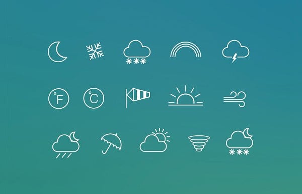 15 weather line icons