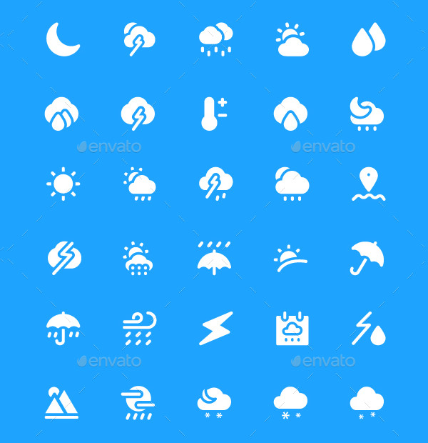 flat thin line weather icons