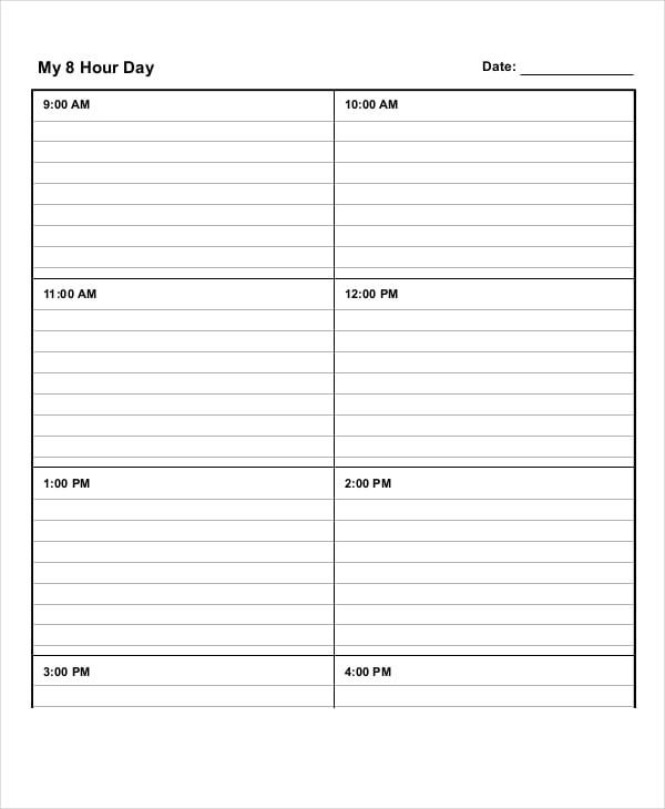printable daily schedule template in pdf