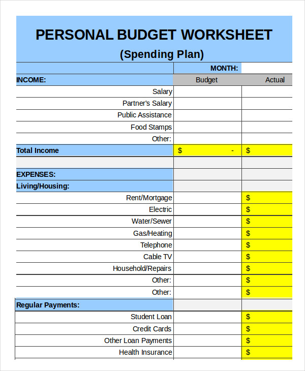 household budget template