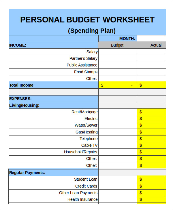 Household Budget Sample Budget Template PDF Template