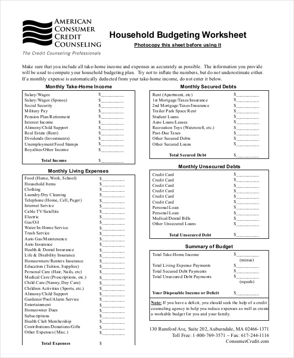 Family Budget Template - 12+ Free Sample, Example, Format | Free ...