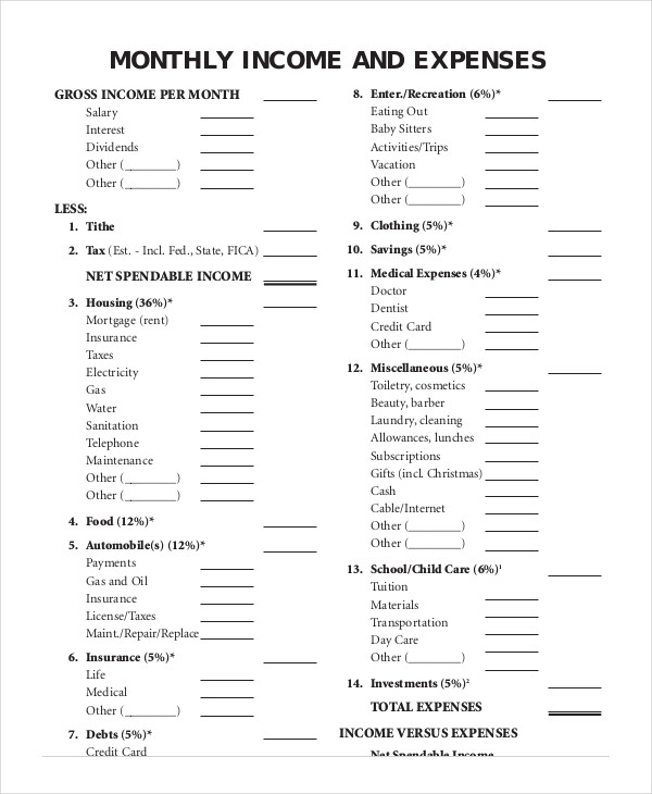 Family Budget Template 12 Free Sample Example Format