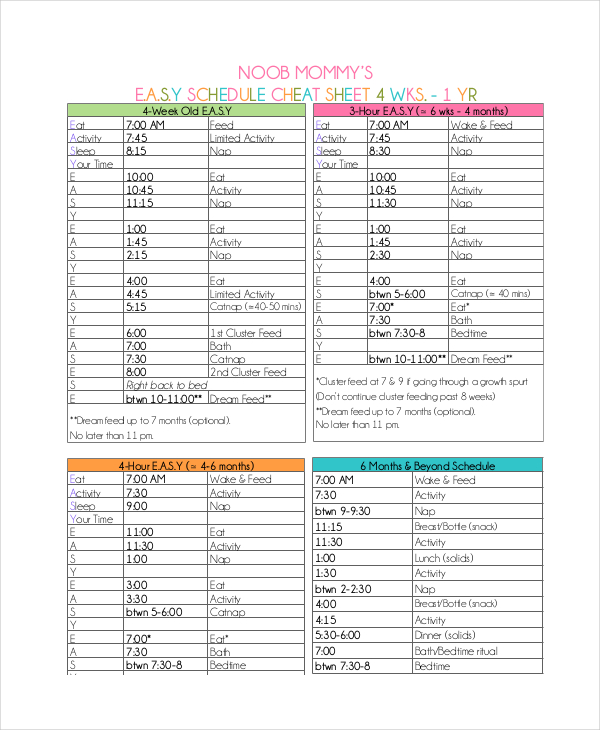 Baby Feeding Schedule 9 Free Word PDF PSD Documents Download