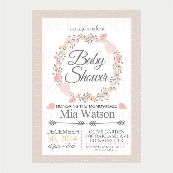 floral baby shower invitation card
