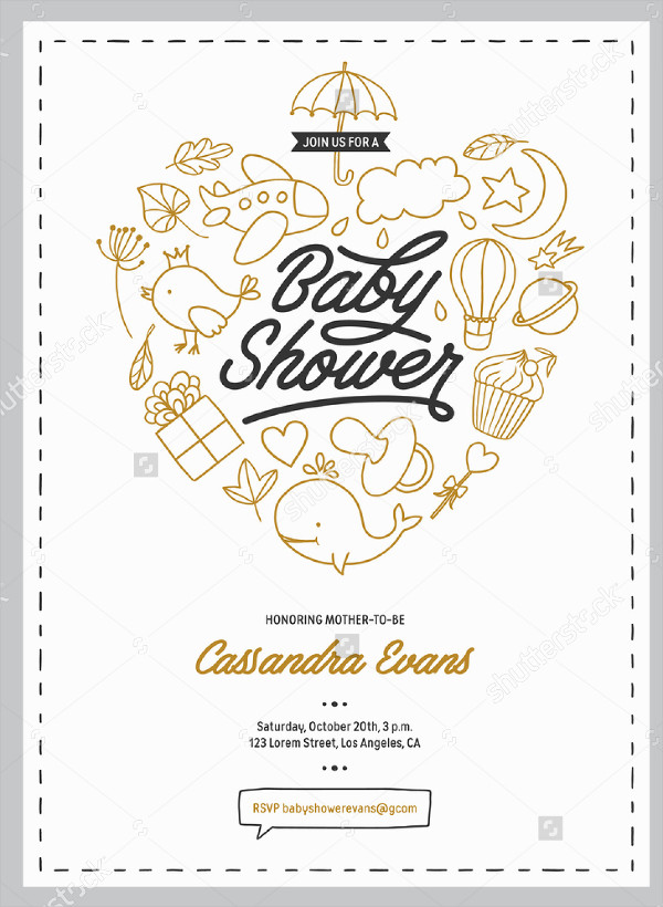 floral design baby shower invitation card