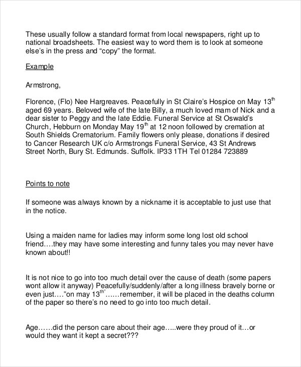 10+ Death Notice Templates