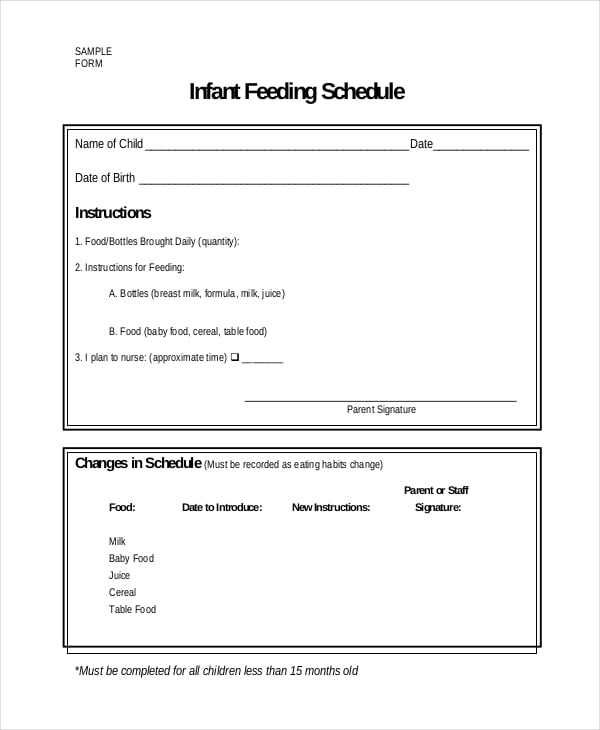 download infant feeding schedule template