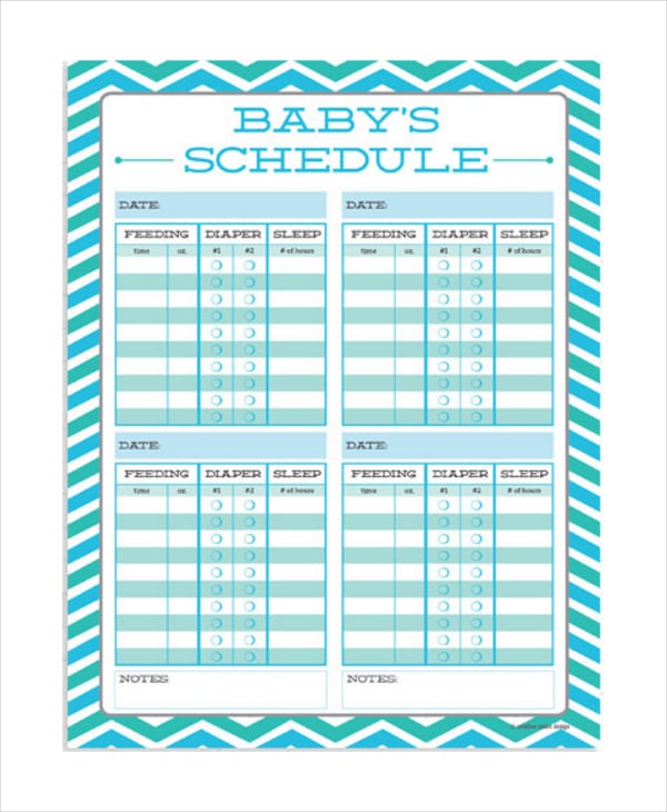 free infant daily schedule template