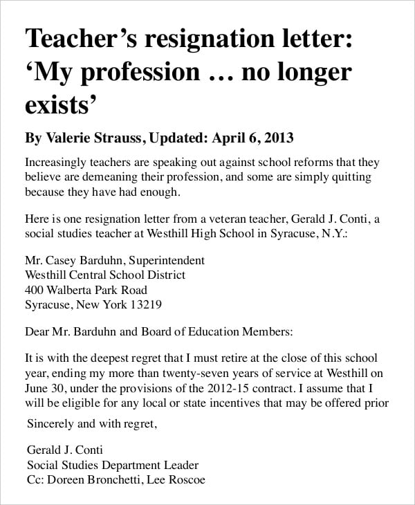 teacher resignation letter in pdf