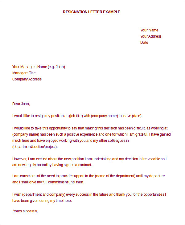 Formal Resignation Letter - 15+ Free Word, PDF Documents Download