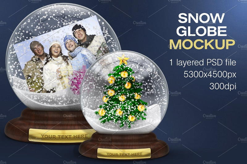 christmas snow globe mockup