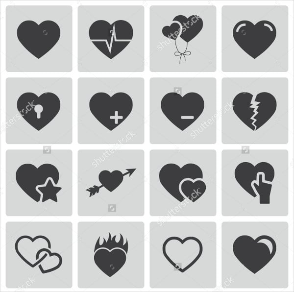vector black hearts icon