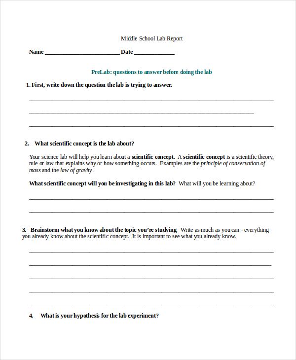 Lab Report Format - Liberty High School Free Download