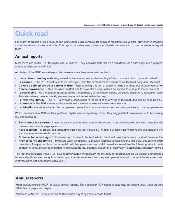 project lab report template free download