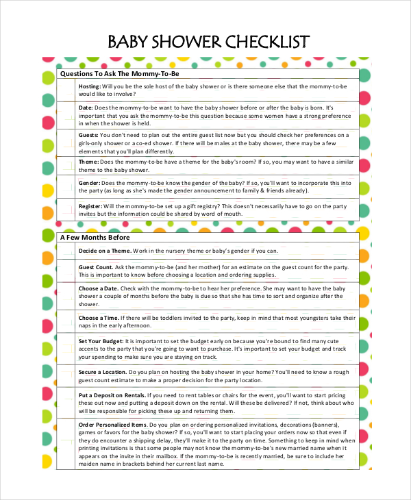 Baby Shower Planning 5+ Free PDF Documents Download
