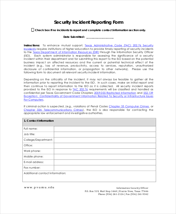 31+ Sample Incident Report Templates - PDF, Docs, Word