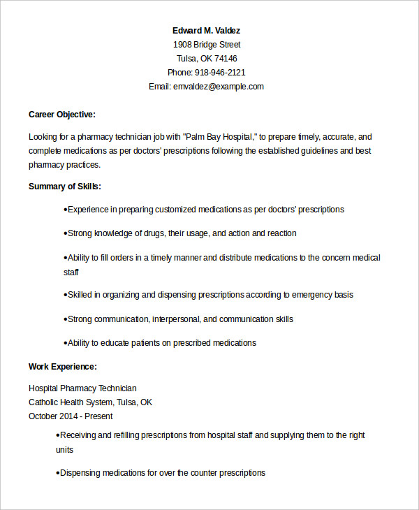 10+ Pharmacy Technician Resume Templates - PDF, DOC