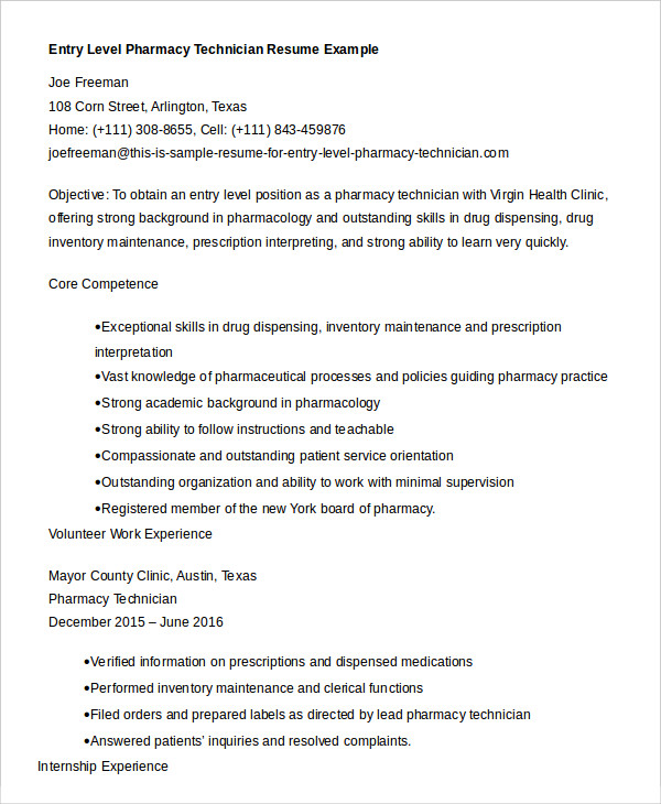 10+ Pharmacy Technician Resume Templates - PDF, DOC