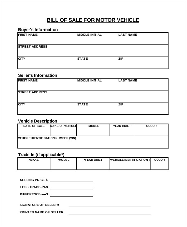 free-printable-car-bill-of-sale-form-generic