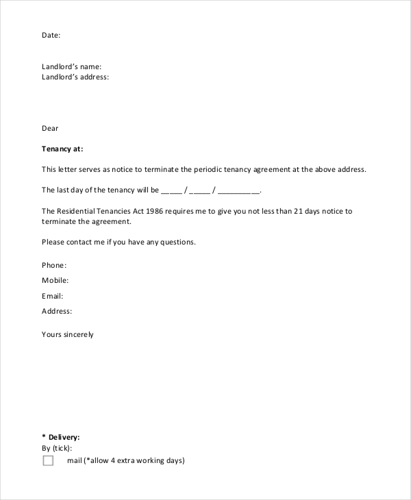 Two Weeks Notice Letter Template Free