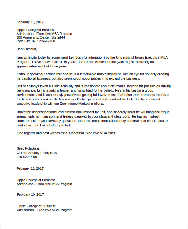 reference letter for mba