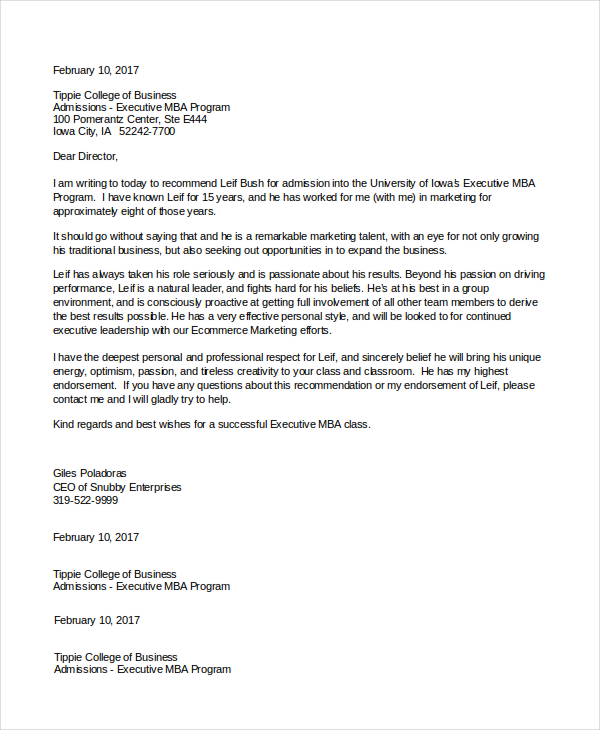 reference letter for mba