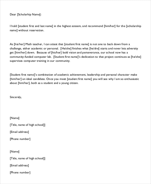 reference letter for a student teacher