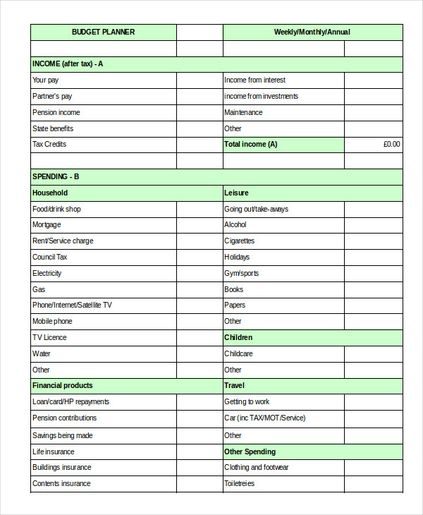 example budget 150k household