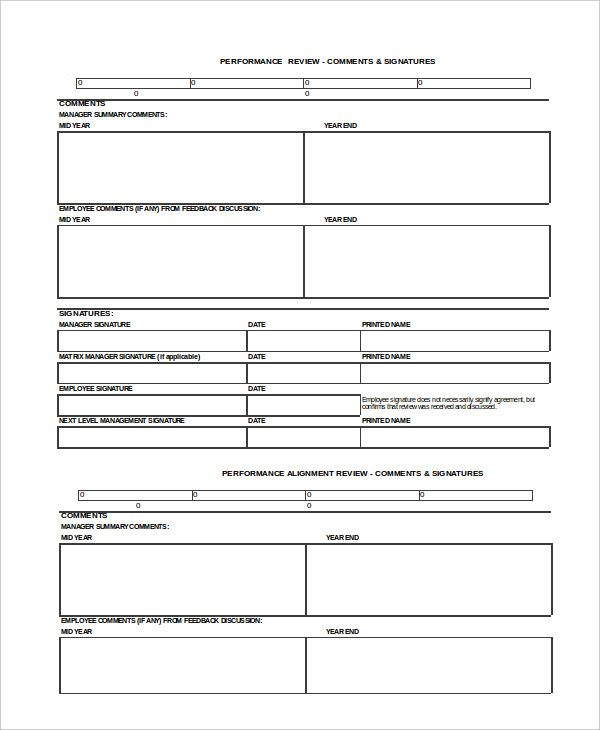 Performance Review Example 9 Free Word Excel PDF