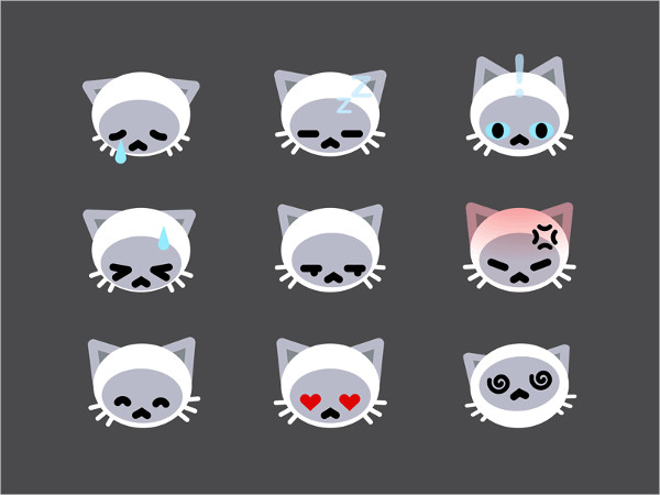 Cute cat emoji emoticon icon set vector - UpLabs