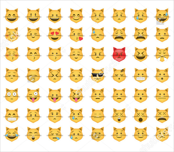 set of cat emoticon vector