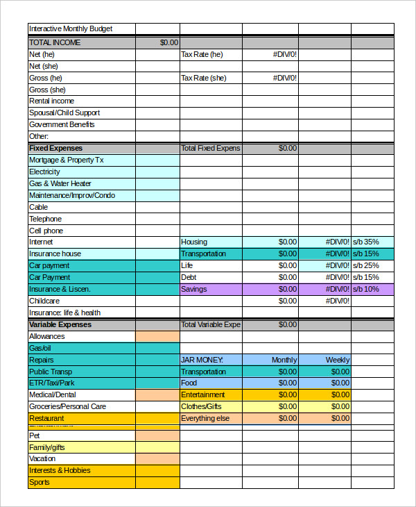 17+ Simple Monthly Budget Worksheets - Word, PDF, Excel