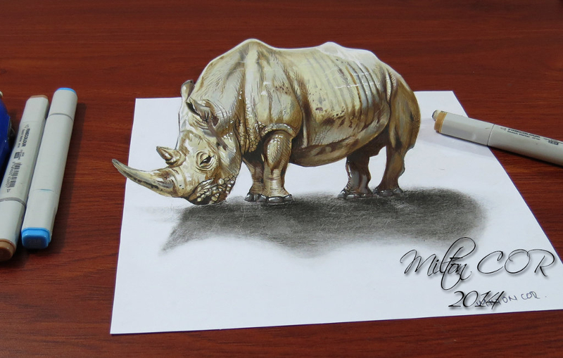 technical anamorphic illusion drawing