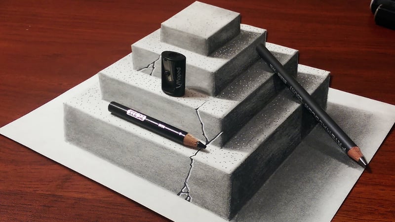 drawing of 3d concrete pyramid